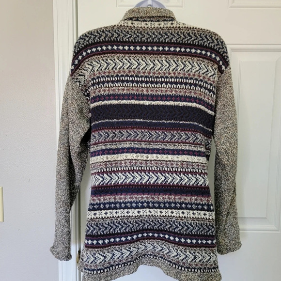 Le Moda Vintage Full Zip Collared Faire Isle Nordic Marled Wool Blend Sweater M - Picture 7 of 11